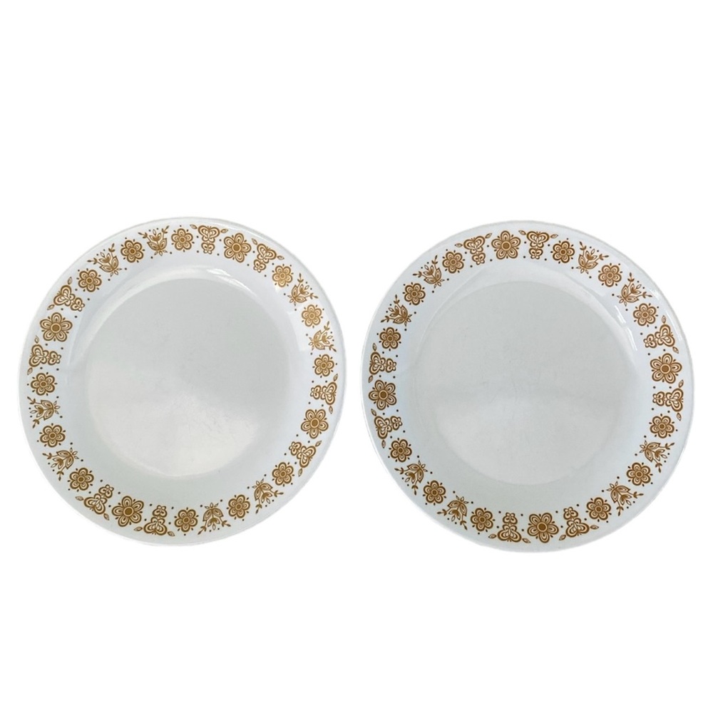 2 Corelle Butterfly Gold Dinner Plates 10 1/4” (A8)